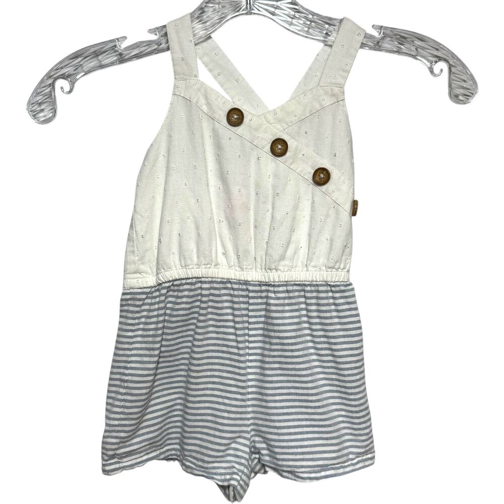 Tommy Bahama Sleeveless Cotton Romper Shorts Gray White 18mo